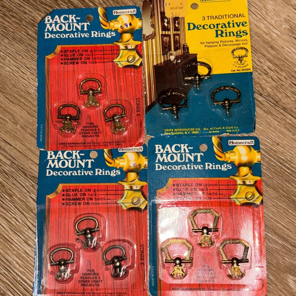 Vtg Homecraft Back Mount Decorative Rings Picture Hanging Plaques NEW old stock